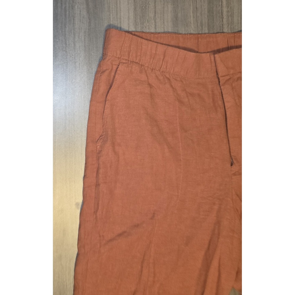 Gap Linen Blend Burnt Orange Pants Pockets Spring Travel Resort Womens Sz L - Picture 7 of 11